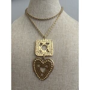 Avon 1994 "American Treasures" Big Heart Square Star Pendant Necklace